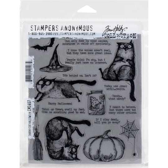 Stampers Anonymous Tim Holtz&#xAE; Snarky Cat Halloween Cling Stamps